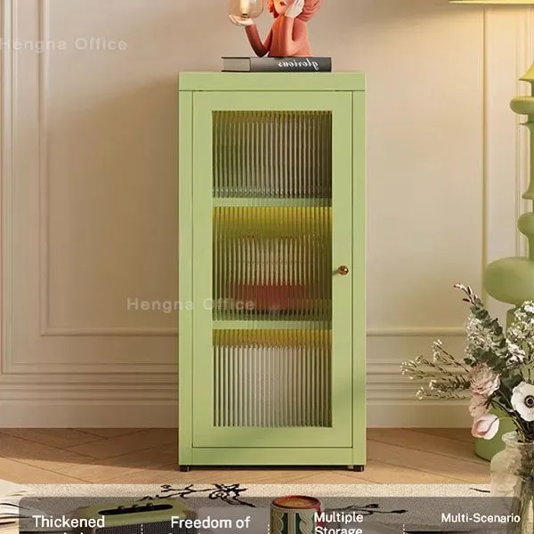 High-End Creamy White Display Cabinet for Luxury Living Room Furniture, Modern Arched Metal Bookcase With Fluted Glass Doors-OEM/ODM