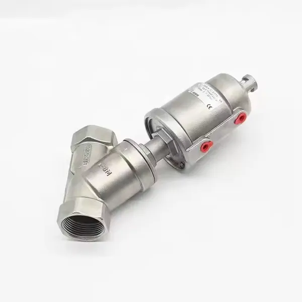 Stainless Steel SS304 SS316L CF8 Pneumatic Actuator ANSI Class 150 Flanged Angle Seat Valve With Limit Switch and Air Filter photo-2