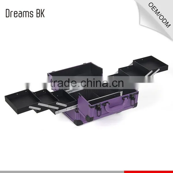 Purple Portable Cosmetic Beauty Train Box Makeup Display Case photo-4