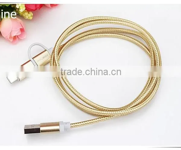Dual Head Micro Usb & Ios Usb Braid Weave Data Cable for AUSU T45/Zenfone Zoom/2 Laser photo-6