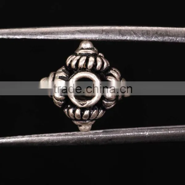 925 Solid Sterling Silver Fancy Four-Faced Beads