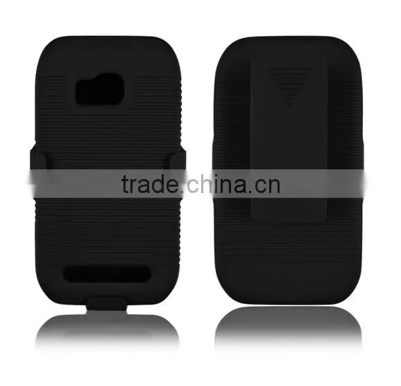 2 Parts Snap-on Hard Rubberized Slide Case With Swivel Belt Clip Holster for Nokia Lumia 710 With Kickstand Function photo-2