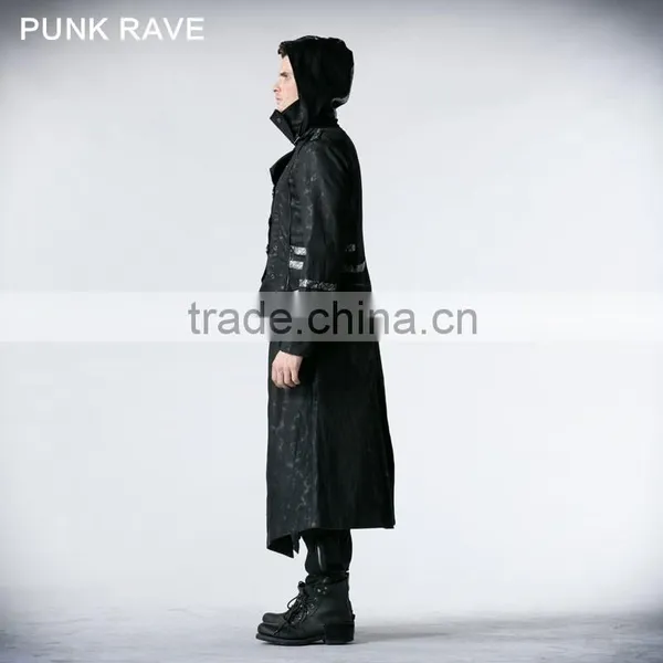Y-364 Top Sale Stylish Black Men Gothic Long Winter Coat photo-5