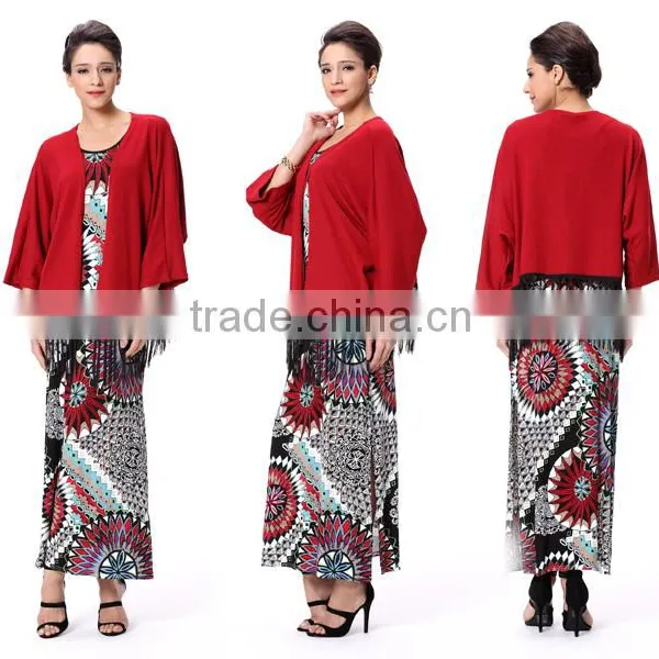 Women Garment Factory Low Price Red Coat Tassel Long Sleeves Tops photo-4