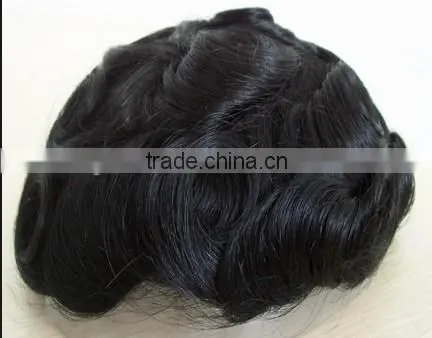 High Quality Brazilian Hair Full Lace Toupee Hair Pieces With Bleached Knots for Men