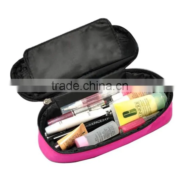 Big Capacity Multi-function Makeup Brush Case Pink Zipper Polyester Case photo-3