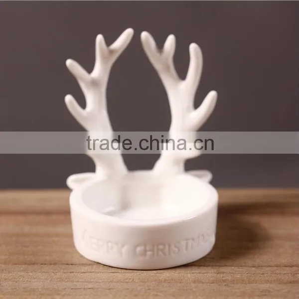 Christmas Decoration Ceramic Antlers Candlestick,Christmas Antlers Candelabra Candle Holders photo-2