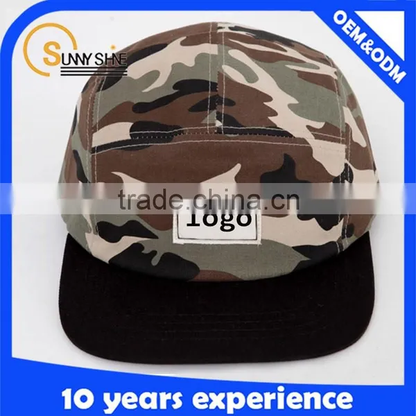 2016 China Supplier High Quality Camo Custom 5 Panel Hats Promotion