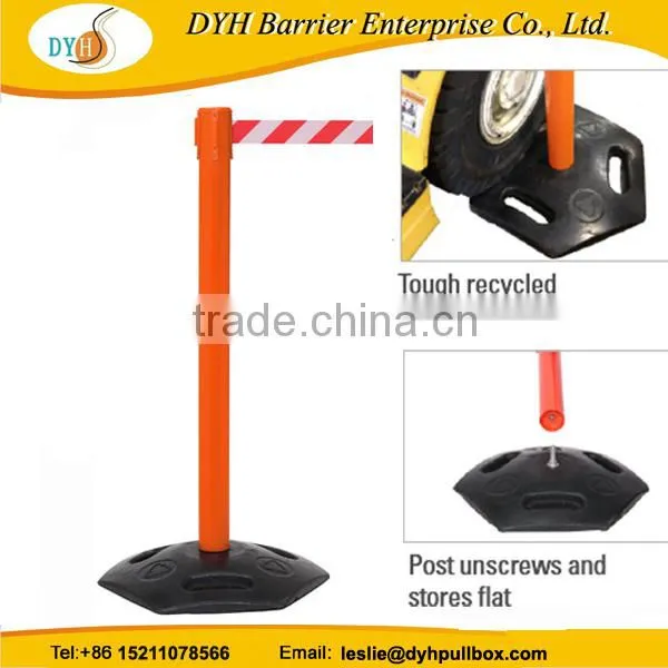 Factory Queue System Pole Retractable Stanchion With Belt Rubber Safety Barrier photo-3