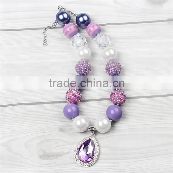 Purple Pendant Necklace and Flower Hairband Latest Design Beads Necklace Baby Girl Jewelry Beaded Necklace and Hairband photo-4