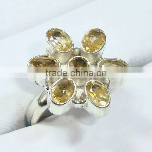 Silver Ring, Citrine Ring, 925 Silver Ring