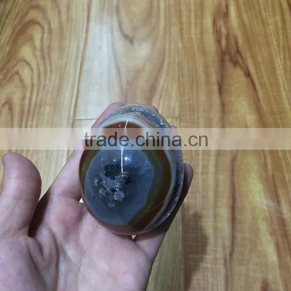 Natural Agate Smile Crystal Geode Egg Ornaments For Sale photo-5