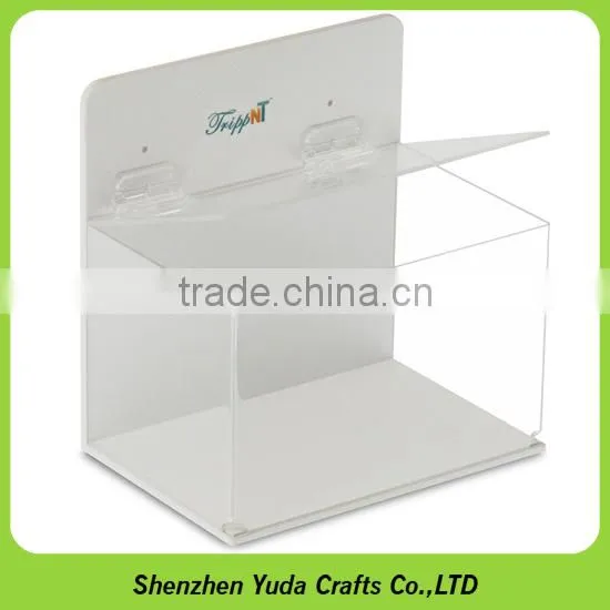Elegant White Acrylic Donation Box With Brochure Holder High Quality Wholesale Price photo-2