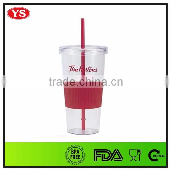 24oz Bpa Free Reusable Clear Plastic Cups With Straw photo-5