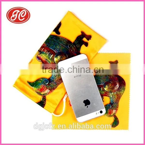 Customized Logo Yellow Color Microfiber Cloth for Mobile Phone Bag photo-3