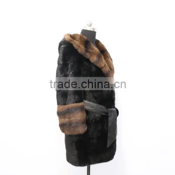 2016 New Factory Grey Natural Long Mink Fur Coat for Fashion Women photo-4