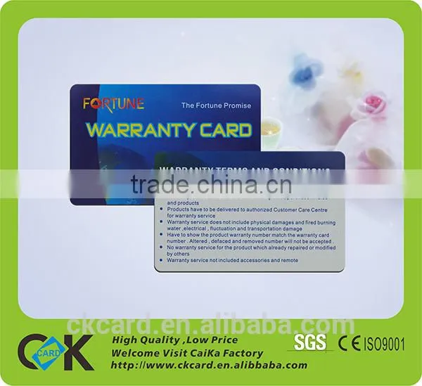 High Quality Black PVC Hot Stamping Warranty Card Guarantee Card photo-6