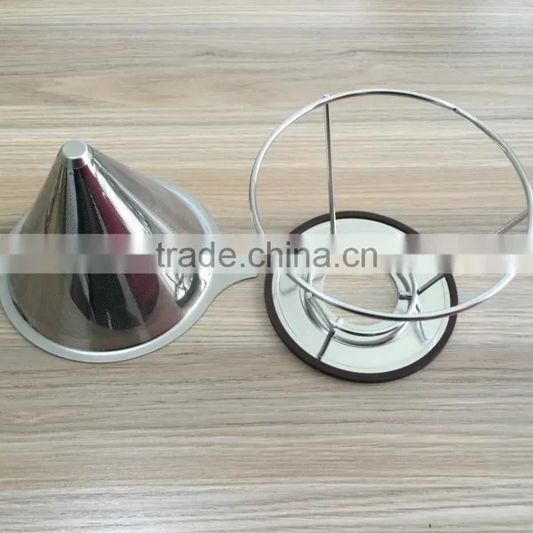 Stainless Steel Pour Over Coffee Dripper Permanent Reusable Paperless and Washable Stainless Steel Coffee Filter Cone photo-6