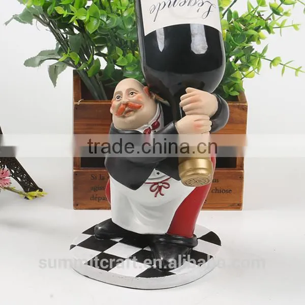 Custom Resin Funny Chef Figurines Wine Bottle Holder photo-3