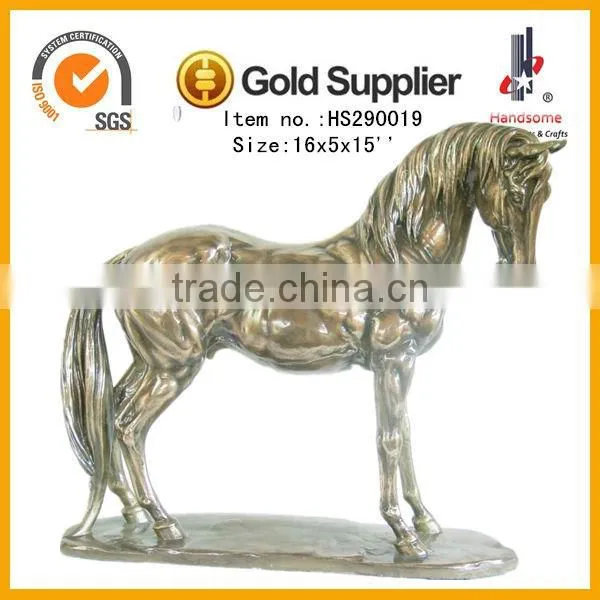 12.5 Inch Resin Craft Animal Figurine Antique Brass Horse Statue photo-2