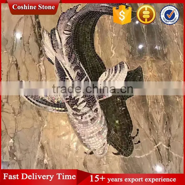 Fish Mosaic Tile Pattern Hand Made Marble Stone Mosaic Wall Art Murals photo-2
