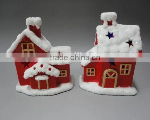 Hot Sell Ceramic Santa Clause Snowman House With LED Light for Christmas Decoration photo-5