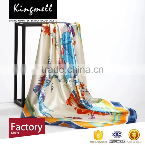 Custom 2017 Women Accesory Silk Digital Print Scarf Shawl photo-3