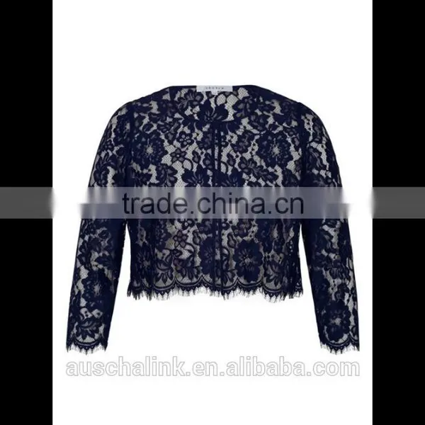 Best Selling Women Spring Fashion Blue Lace Jacket OEM Service photo-4