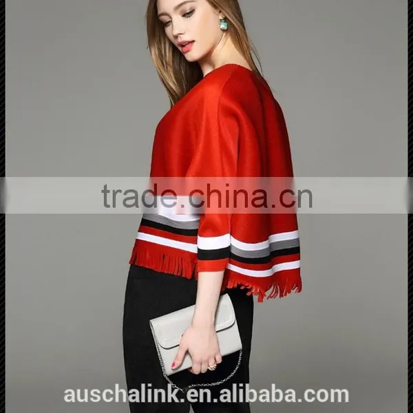 2016 Summer Loose Oversized Colorful Combination Striped T-shirt photo-2