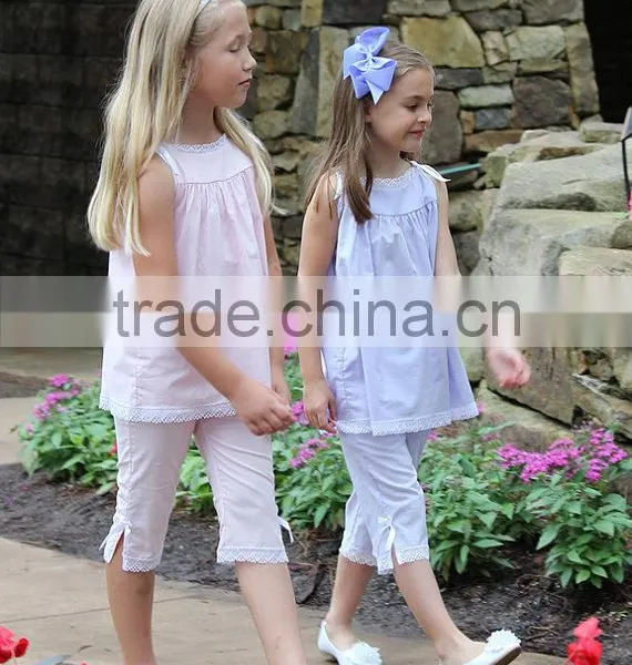Whoesale Pink and Light Blue Boutique Baby Girl Clothes Sets photo-4