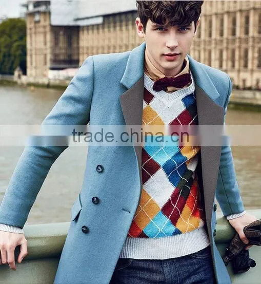 Winter Long Slim Fit Wool Blend Men Winter Coat photo-2