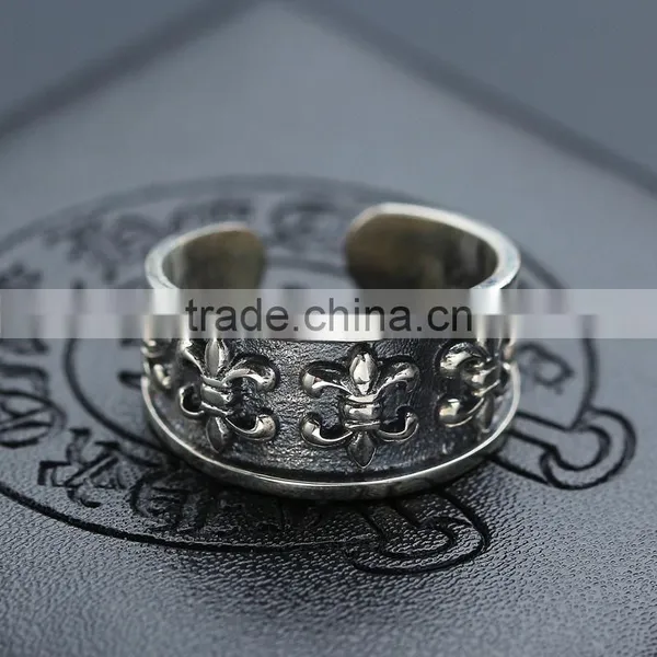 Personalized Cool Punk Jewelry Adjustbale Sterling Silver Flower Ring for Man photo-2