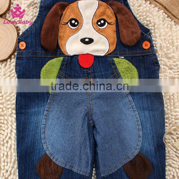 Funny Dog Pattern Baby Jeans Cute Overalls Children Denim Overalls Baby Fashion Strap Long Pants Jeans photo-2