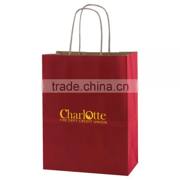 USA Made Solid Tinted Kraft Shopping Bag - Made of Recycled Kraft, Dimensions Are 8" x 4.75" x 10.5" and Comes With Your Logo. photo-2