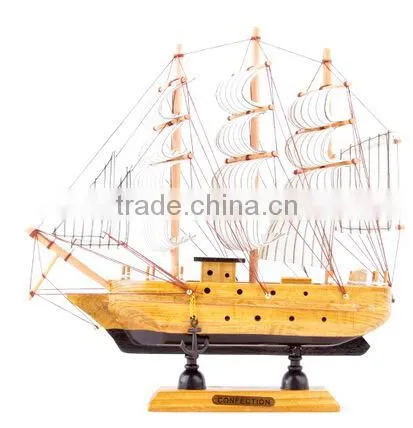 2pc Wooden Sailing Boat Ship Model Decor Collection 6 Tones photo-3