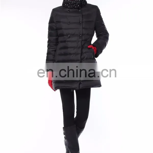 Ladies Trench Coat Black Jacket Fur Hood Down Jacket photo-2