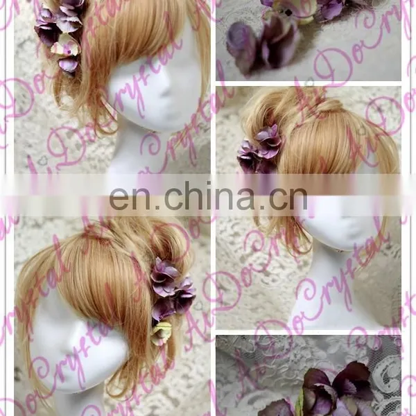 Aidocrystal Purple Wedding Party Hair Accessories Purple Hair Clip Floral Tiaras photo-3