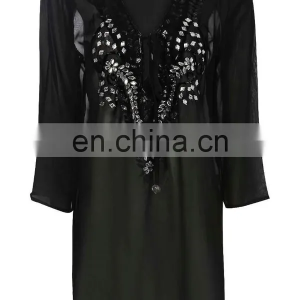 EMBELLISHED DETAIL KAFTAN PONCHO KAFTAN Slim Embroidered Poncho/ Short Kaftan For Women Summer Wear photo-2