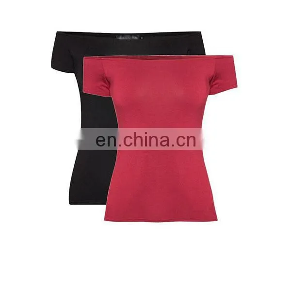Wholesale Off Shoulder Tunic Tops Fashion Design Red Ladies Blouses & Tops photo-6