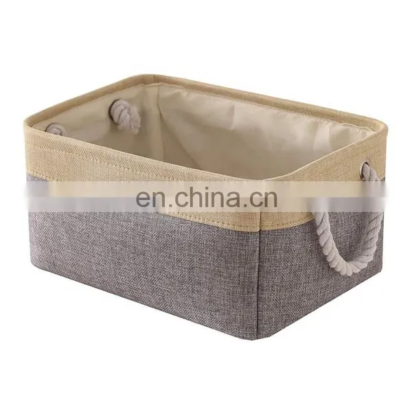 Collapsible Fabric Bin Decorative Wardrobe Shelf Basket With Rope Handles for Clothes Storage Toy