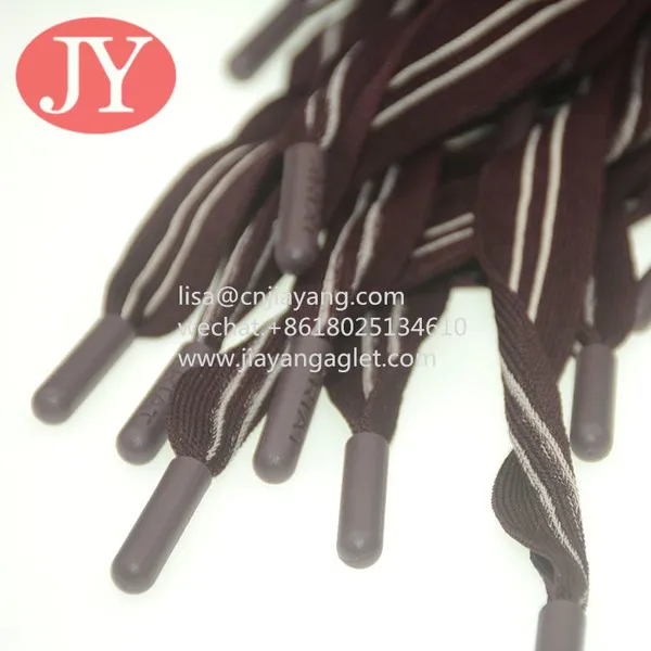 Custom Flat Polyester Rope With Metal Aglet Tips Shoealce Brass Aglet Cord Ends for Sweat Pants photo-4