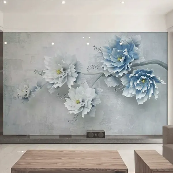 China Manufacturer Flower Designs Custom Size 3D 5D Wallpaper For Home Decoration Mural Wall Paper Drop Ship photo-2