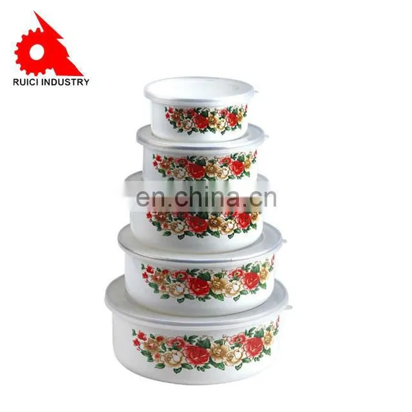 China Enamel Coated White 5pcs Iron Enamel Cookware photo-4