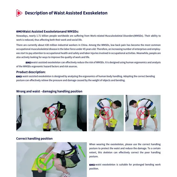 Elastic Waist/Back Assisted Workplace Exoskeleton Suit For Workers photo-5