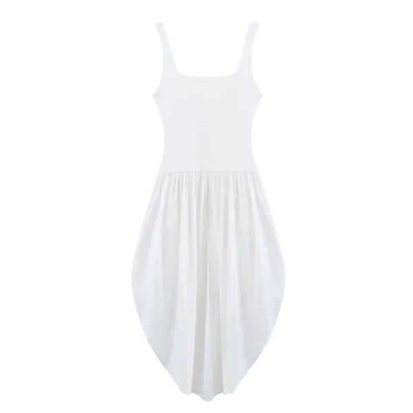 2025 Spring New Fashionable Sweet Slimming Splicing Flower Bud Strap Dress photo-3