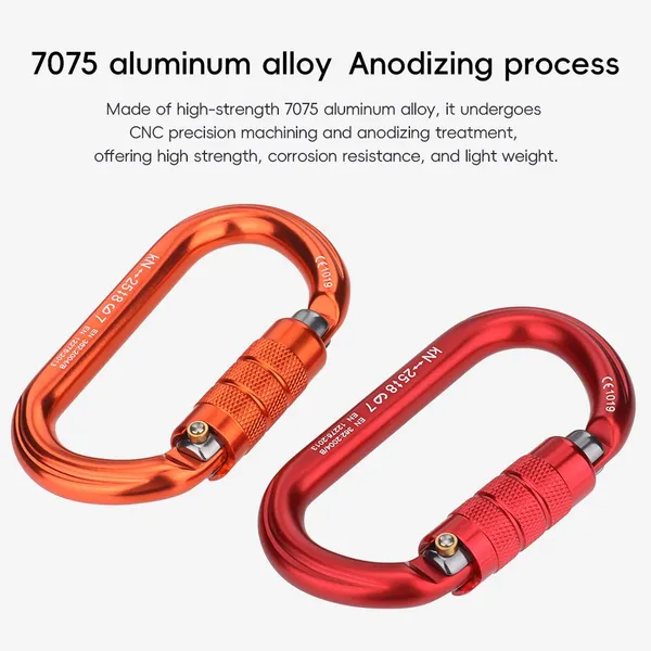 O Type Screw Gate Carabiner 25kN CE Safety Carabiner 7075 Aluminum Alloy Locking Carabiner for Rock Climbing Mountaineering Aerial Work Rescue photo-3