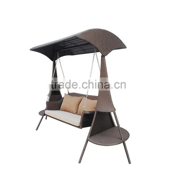 Double Luxury Patio Rattan Hanging Swing Chair Wicker Hanging Garden Swing Chairs photo-2