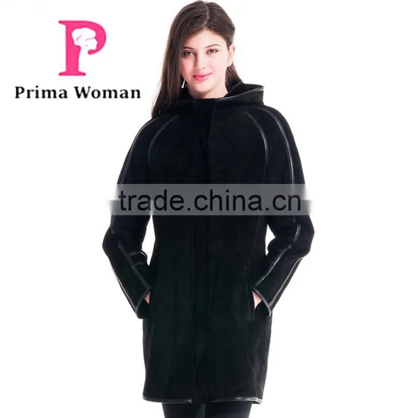 2015 Winter Women Medium Length Slim Fit Coat With Hat Overcoat photo-2