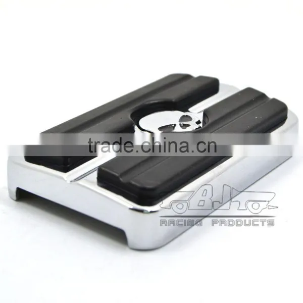 BJ-FP216-052 Billet Aluminum Skull Large Motorcycle Brake Pedal Pad Cover For 1980-up Harley Touring FLD photo-3