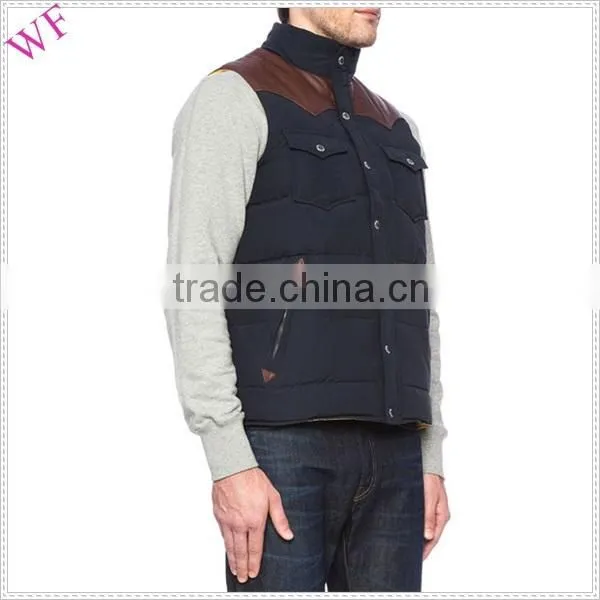 OEM High Quality Mens Leather Pattern Winter Down Vest photo-3
